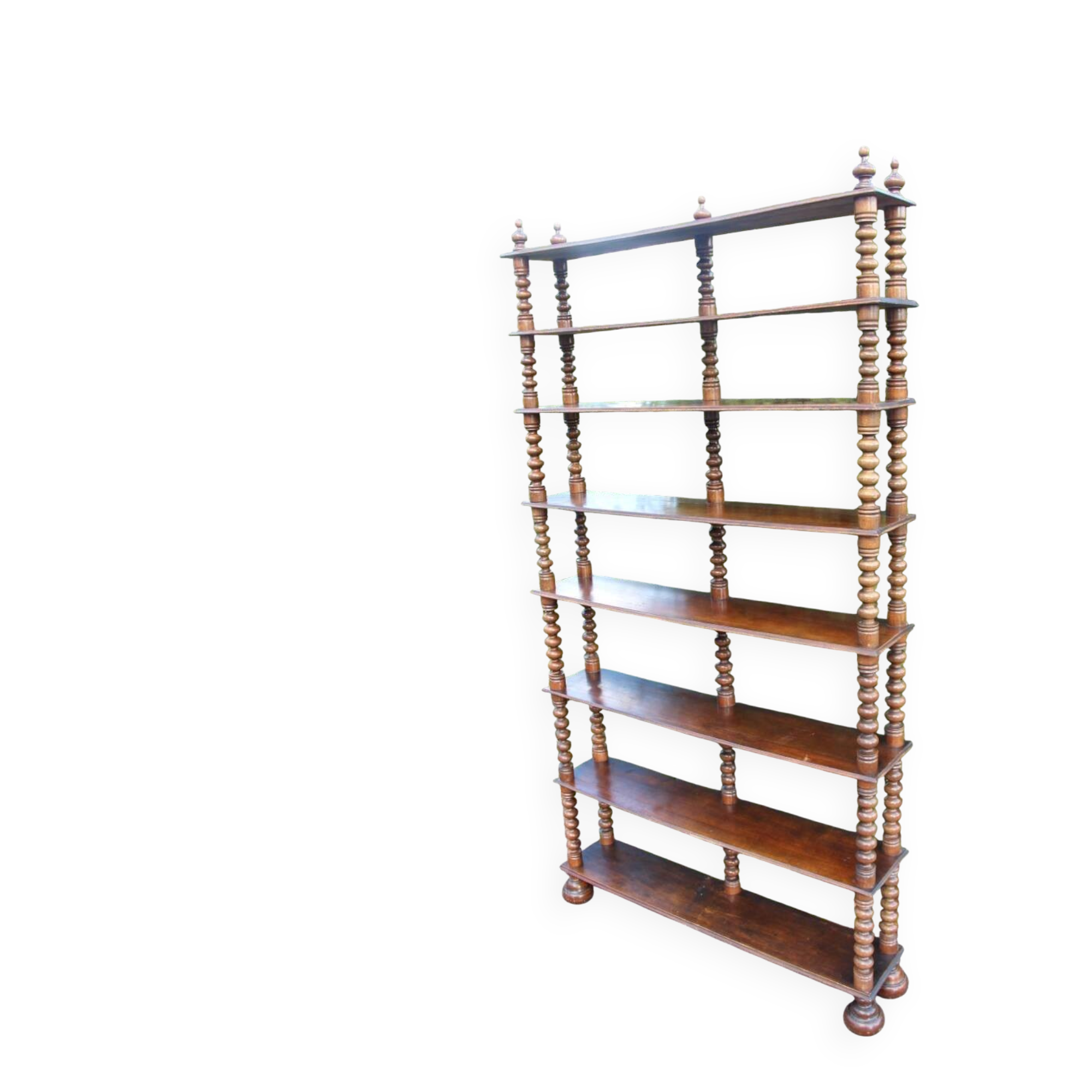 Grande étagère/bibliothèque en bois tourné