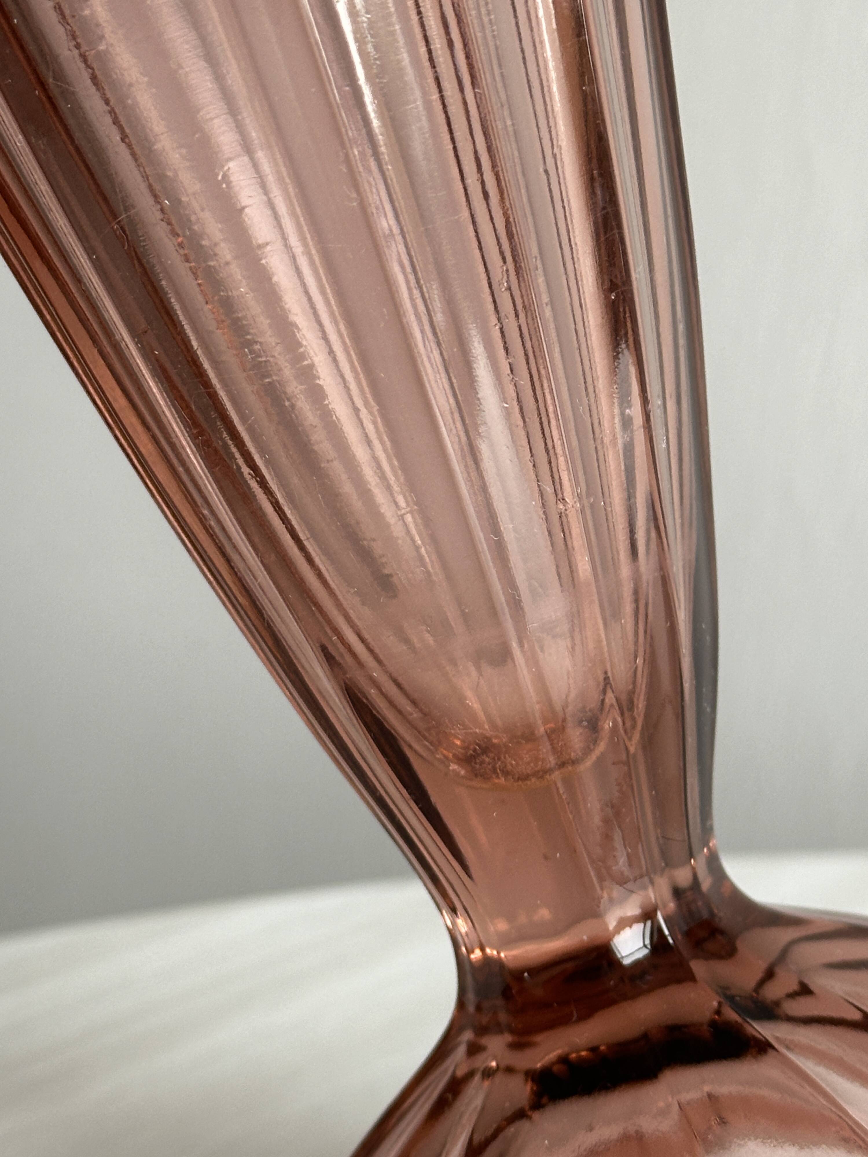 Vintage style translucent pink thick glass vase