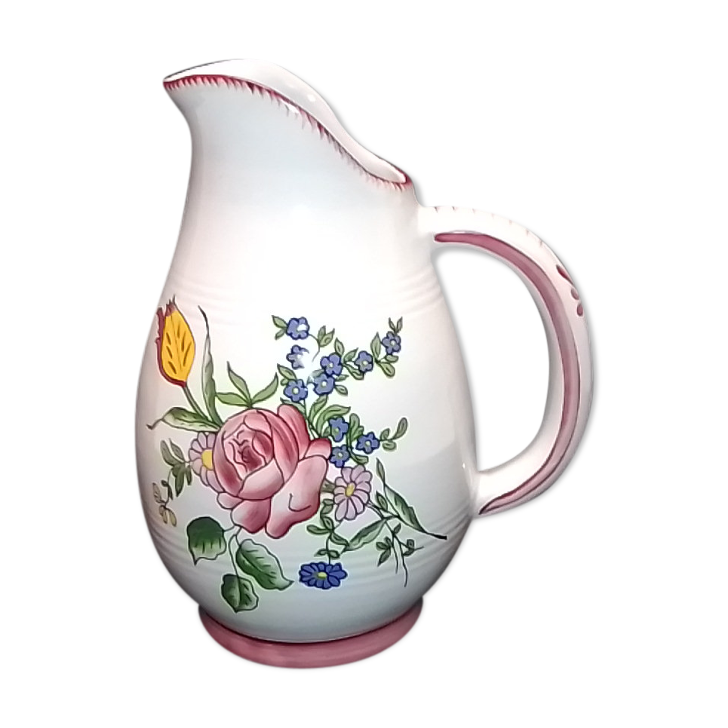 Ceramic jug Roullet Renoleau floral decoration