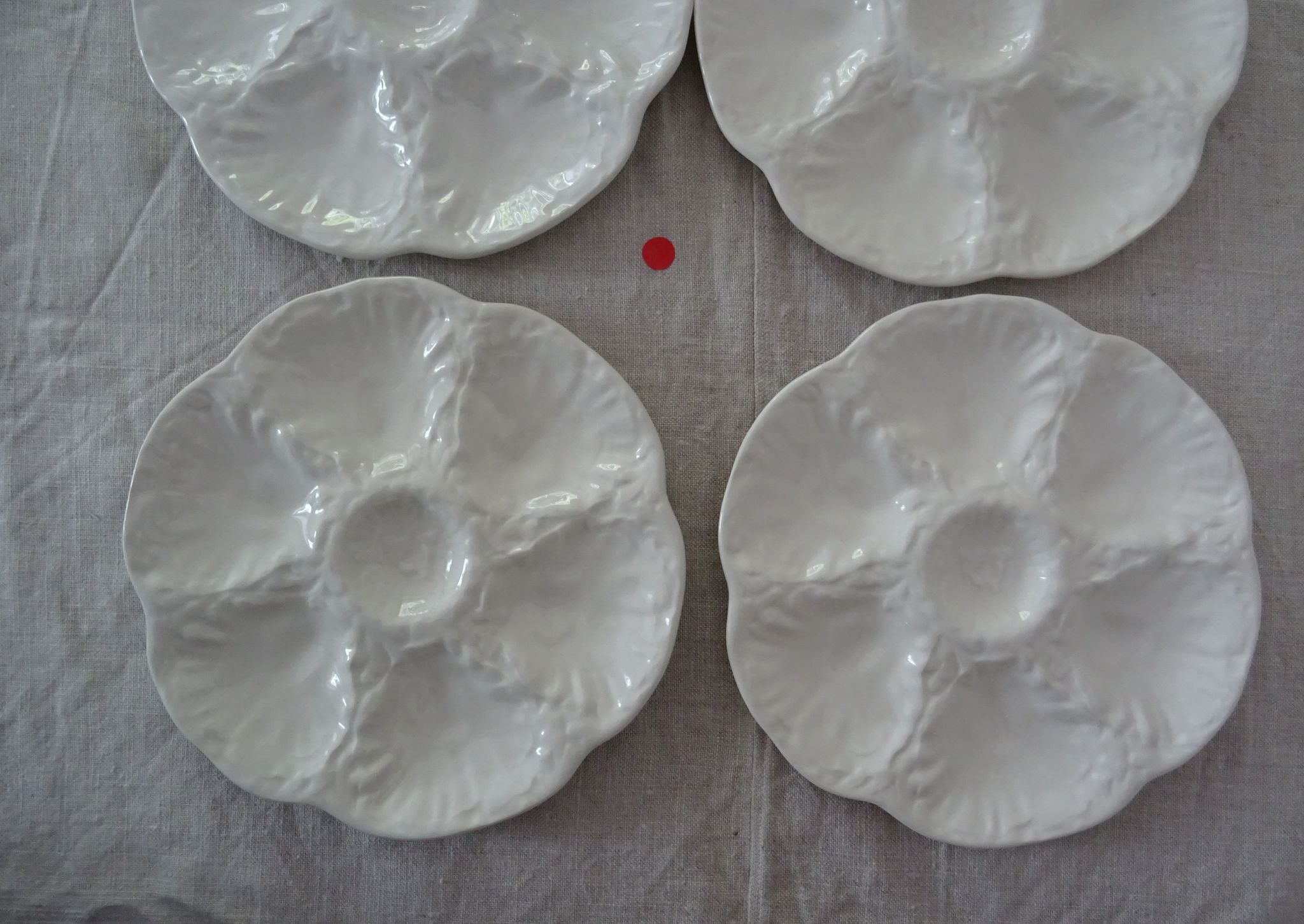 6 Plates with oysters white manufacture GIEN old
