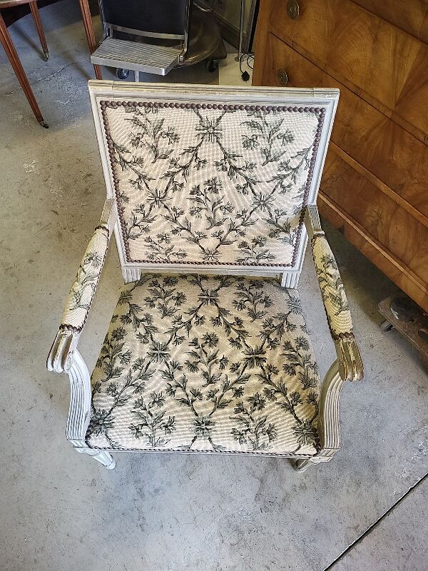 Armchair Louis XVl gray of the XlX th siecle
