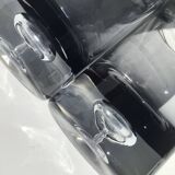 5 70's large bubble black smoked whiskey glasses