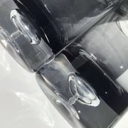 5 70's large bubble black smoked whiskey glasses