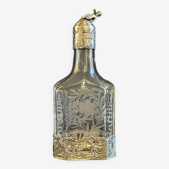 Carafe,bouteille gravé en argent sterling ,germany fin XIXe