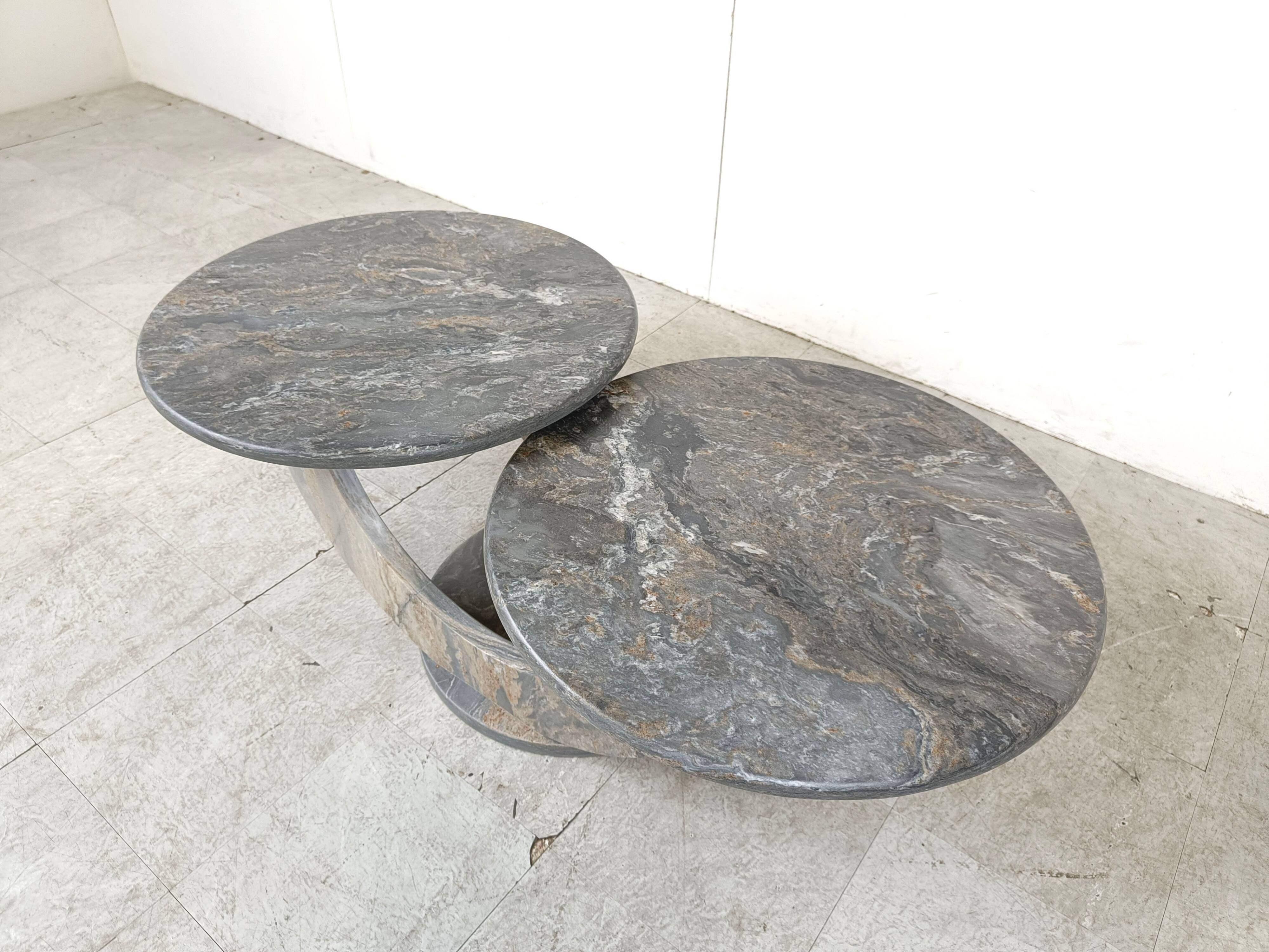 Vintage two tier marble coffee table, 1970s