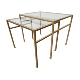 Tables basses gigognes Roger Thibier dorées 1960