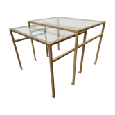 Coffee tables trundle Roger Thibier gilded 1960