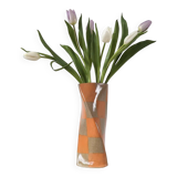 Orange Check Twist Vase