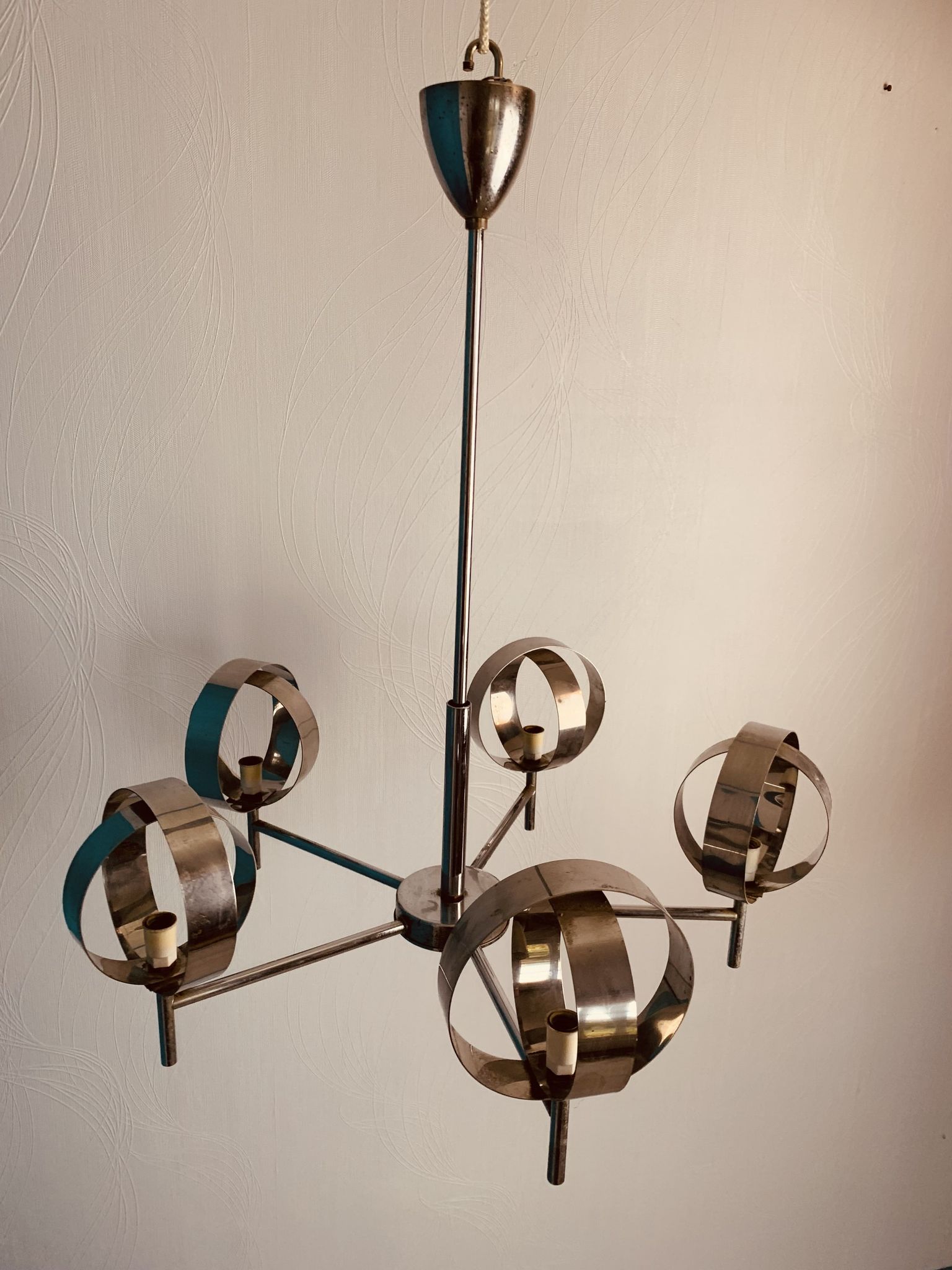 Lustre chromé 5 sphères