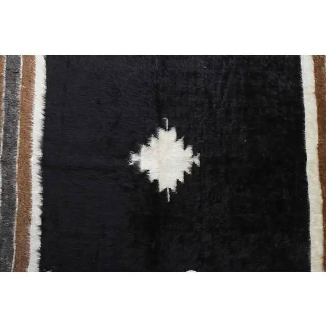 Vintage Turkish Hand-Knotted Wool Cotton Brown Kilim Area Rug 132x180