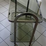 Vintage rolling trolley in smoked glass