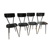 Set of 4 chairs vintage effect black marble