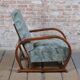 Czech Art Deco Walnut and Chrome Reclining Armchair, 1930s