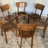 6 anciennes chaises bistrot bois courbé
