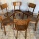 6 old lounge chairs bistro curved wood