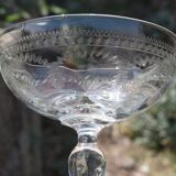 10 glasses of old champagne blown glass engraved Vierzon Thouvenin Portieux