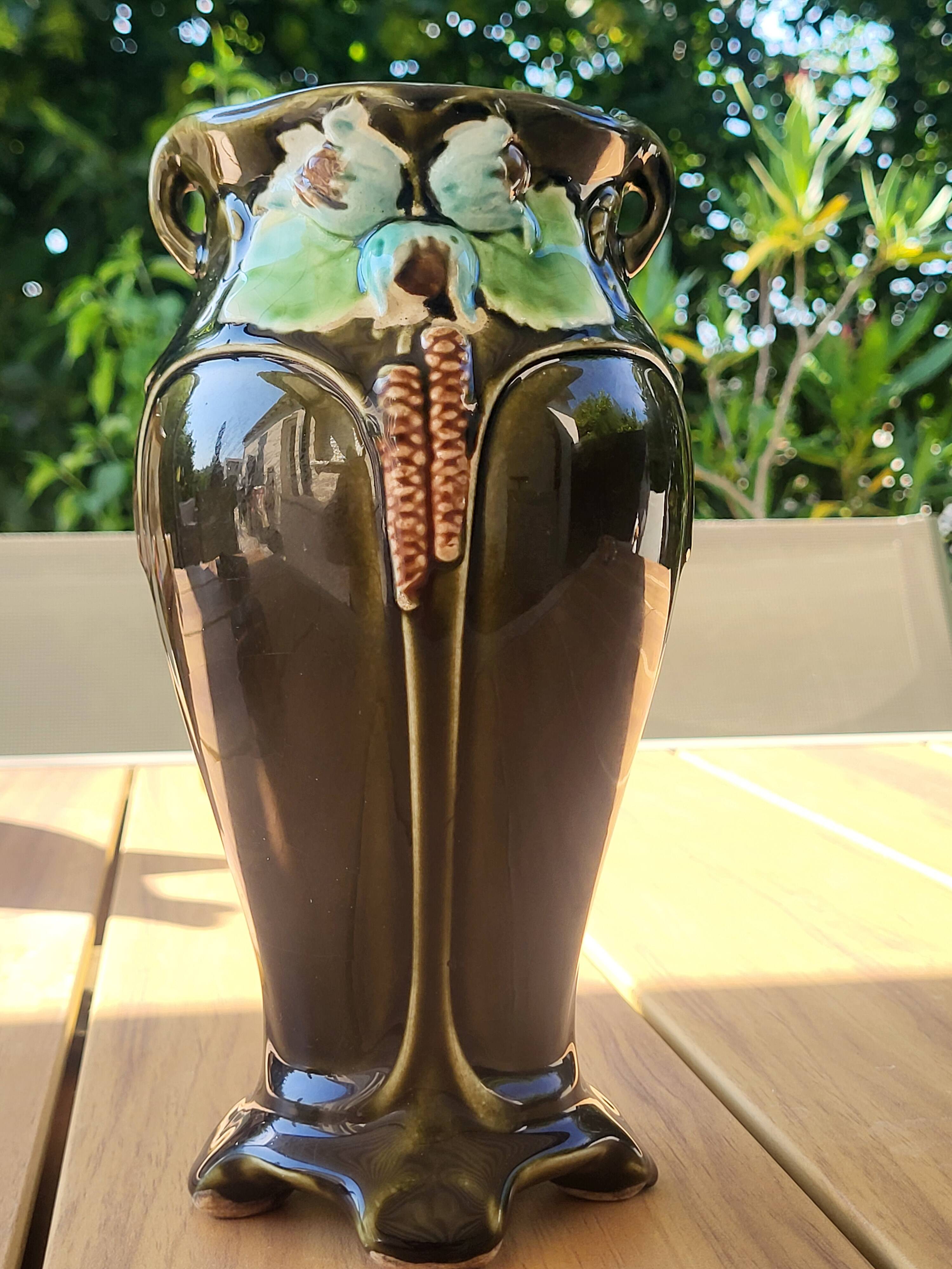 Art Nouveau vase in polychrome glazed ceramic signed De Bruyn – Fives-Li