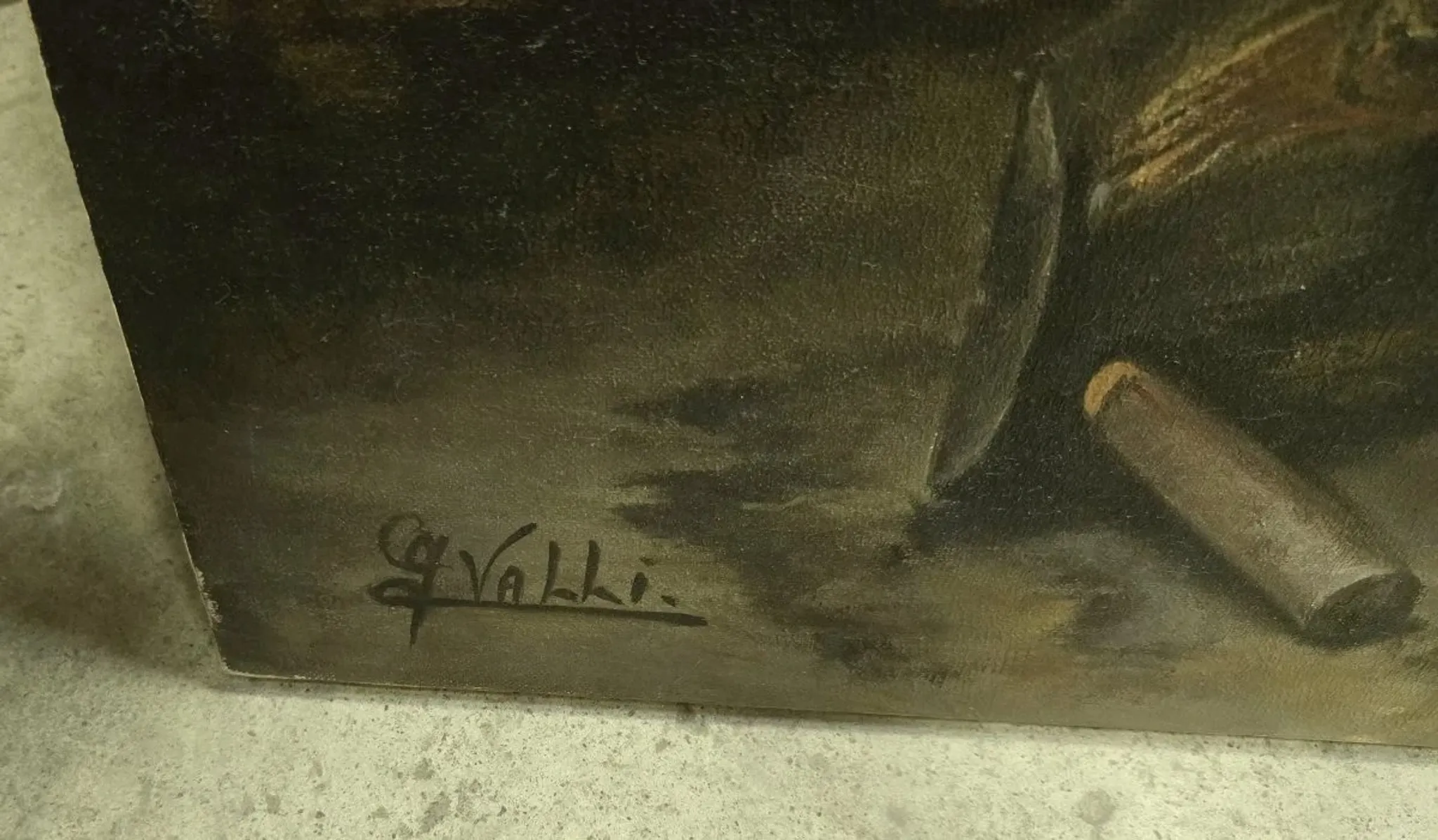 Very large oil on canvas – “La Remontrance” – Signed Valli - 20th century