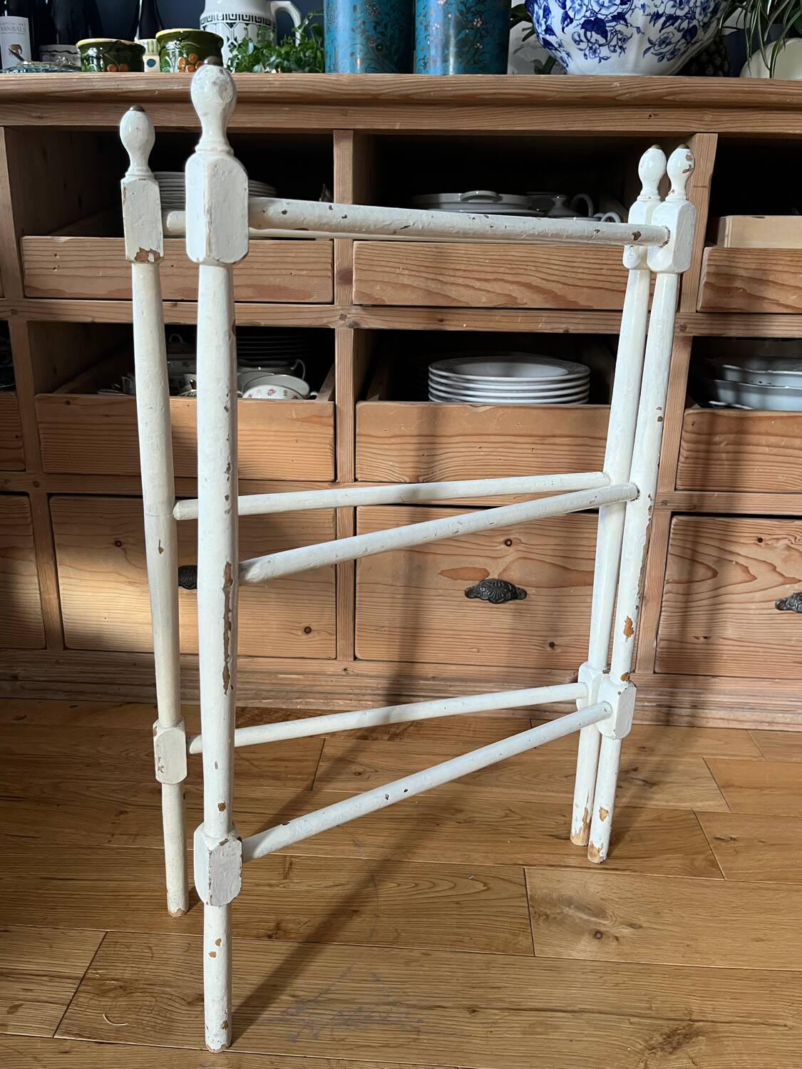 Old wooden towel rack