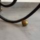 Vintage floor lamp in wrought iron and opaline.