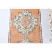 Vintage Turkish Hand-Knotted Wool Cotton Orange Runner Rug 69x271