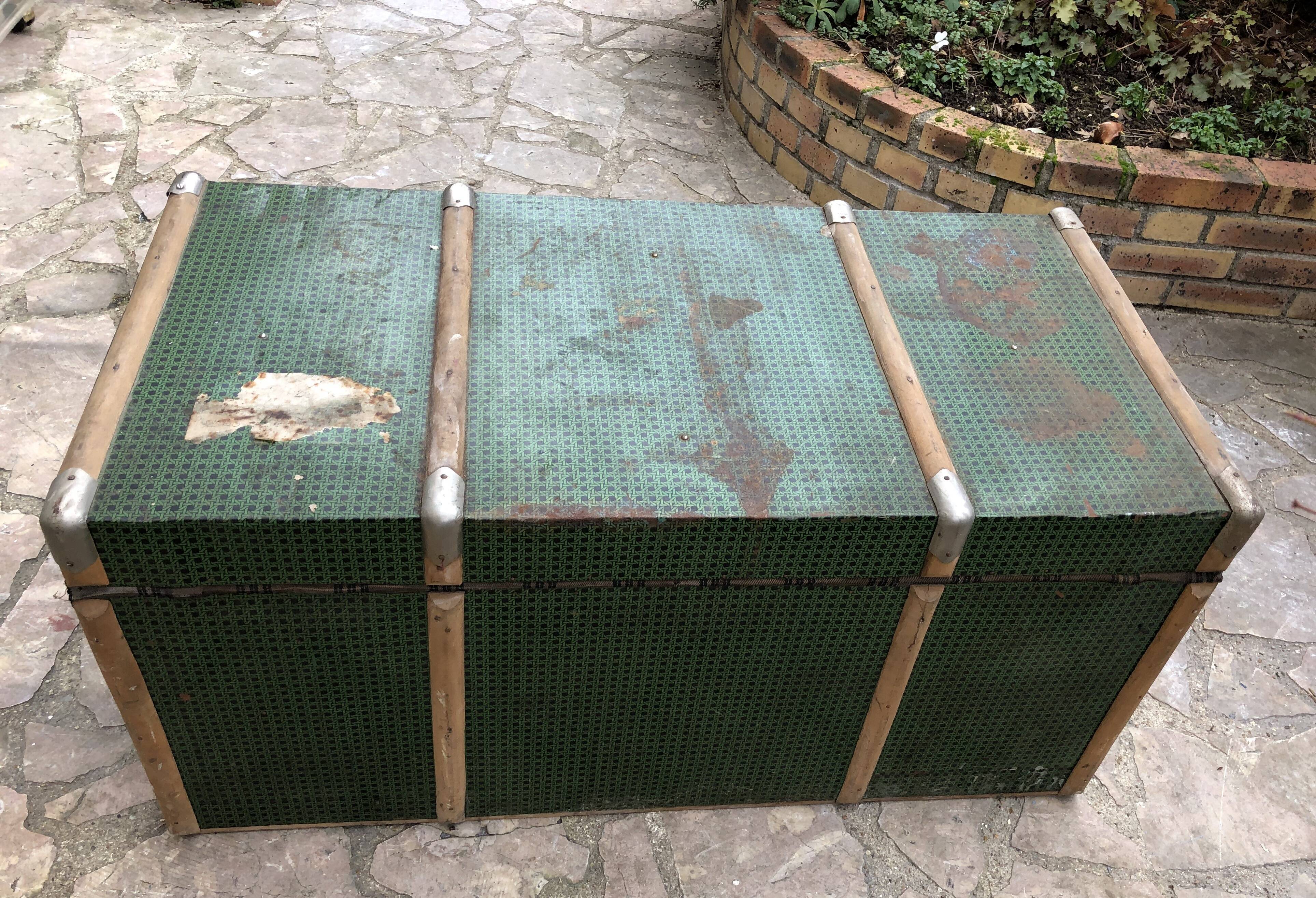 Wooden trunk lined with metal