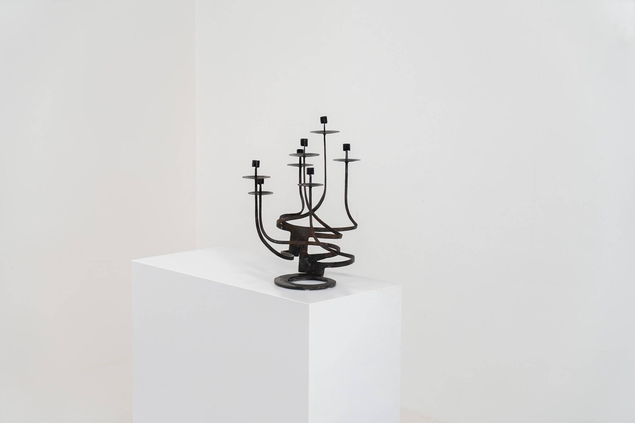 Brutalist candelabra in the manner of Jean Touret