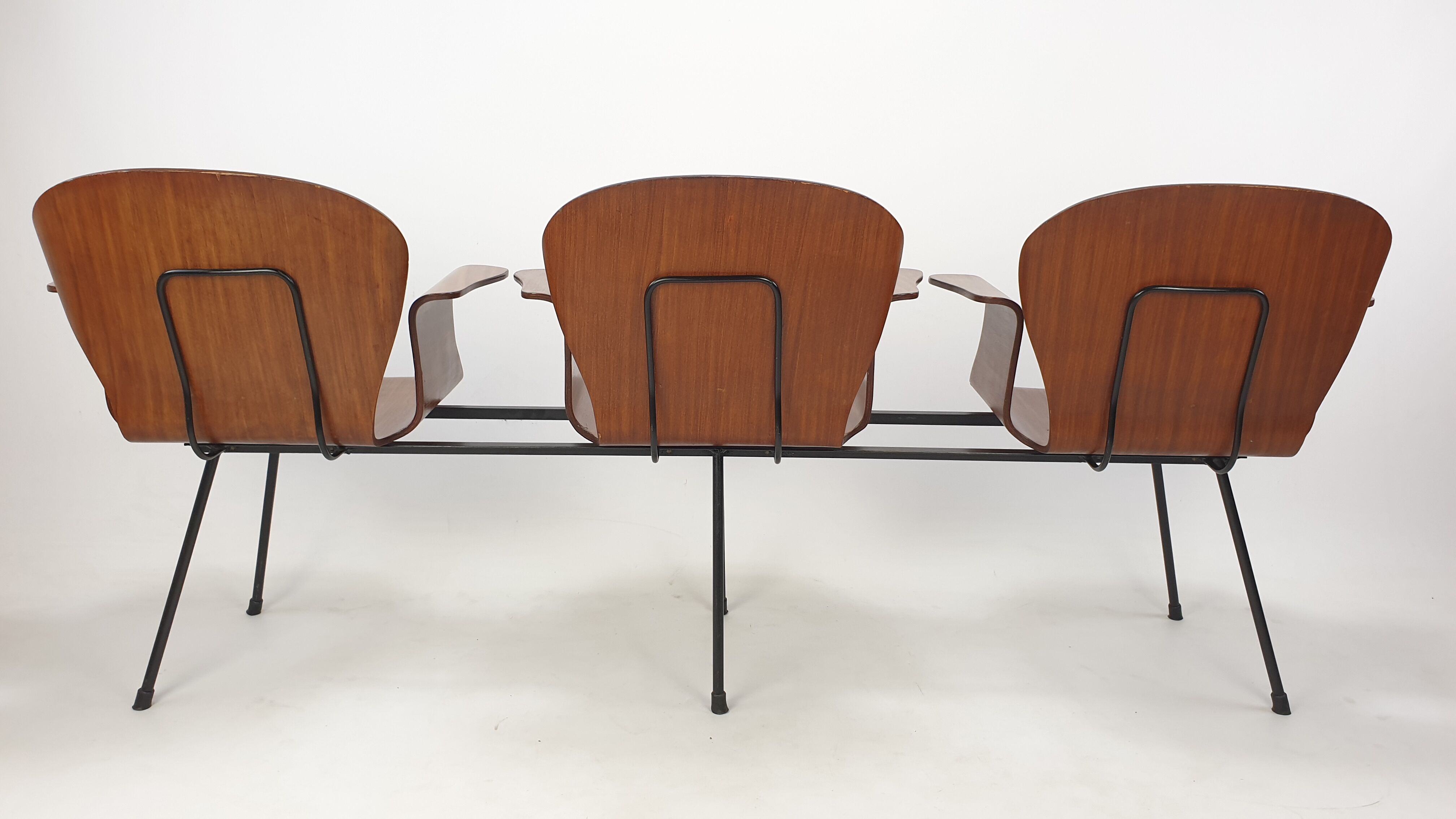 Mid Century Italian 3-seat Bench by Carlo Ratti, 50's
