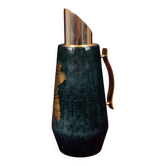 Aldo Tura Mod. 1278D Decorated Blue Goatskin Parchment Thermos Italy 1950