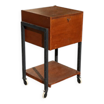Mid-century trolley / side table made of wood & metal