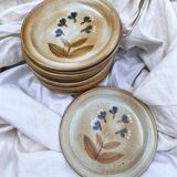 16 Flat plates in flowered marsh stoneware