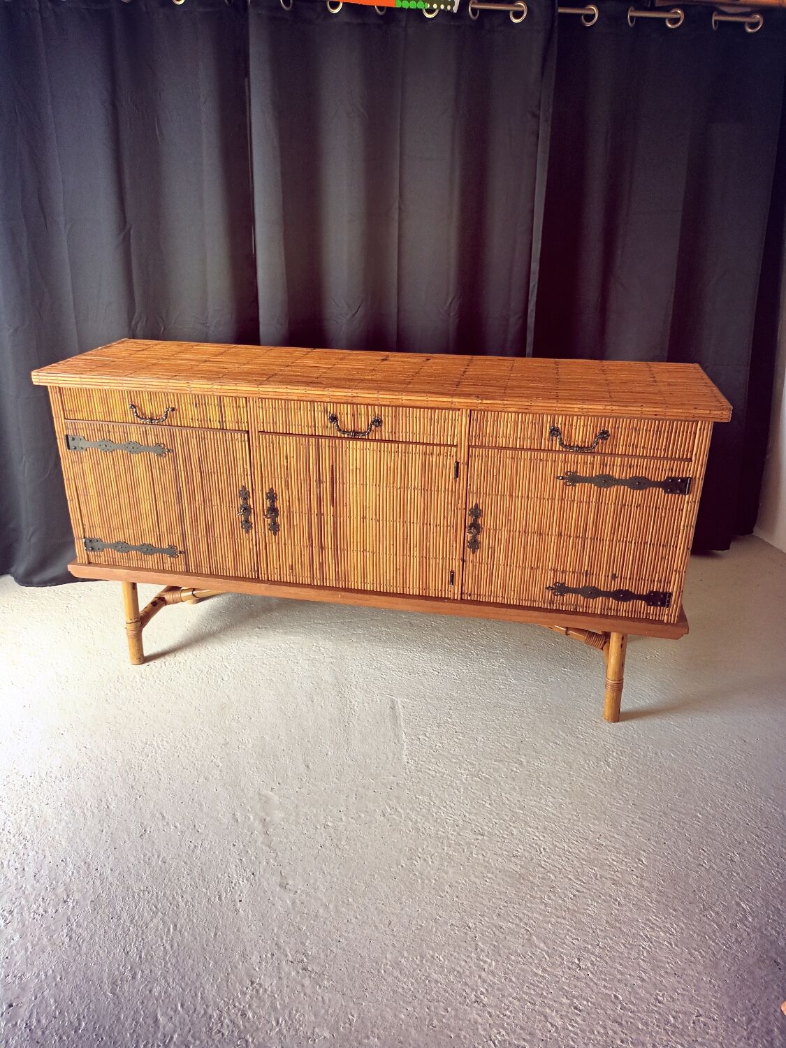 Vintage rattan sideboard