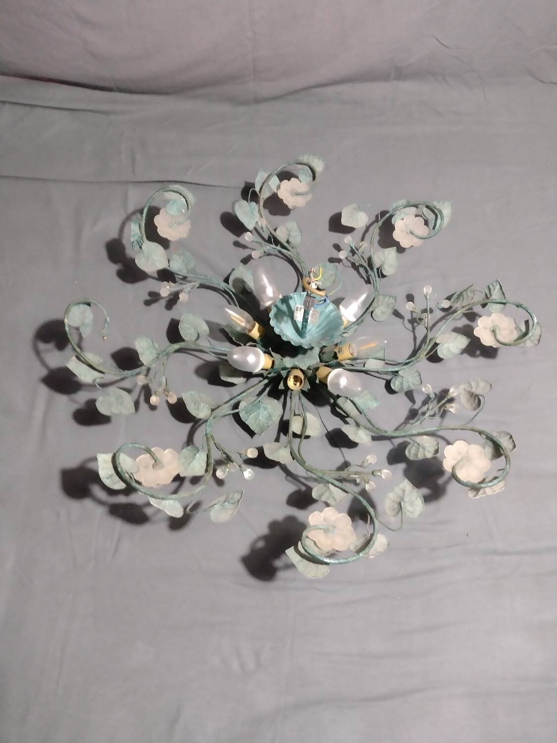 Murano glass and metal floral chandelier