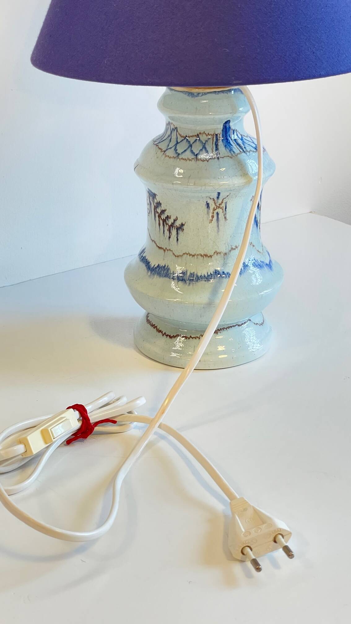 Lampe céramique bleue océan