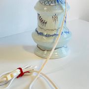 Lampe céramique bleue océan