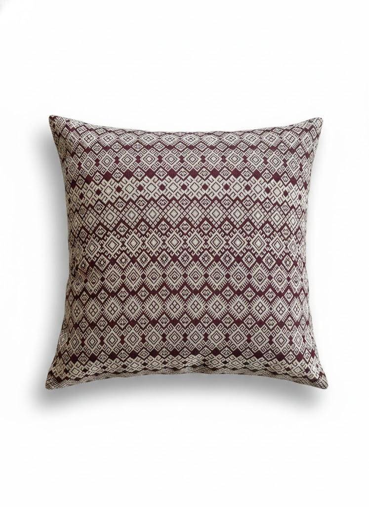 Burgundy and beige Kachin cushion cover (RIDA)