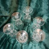 6 verres à pied en cristal d'Arques