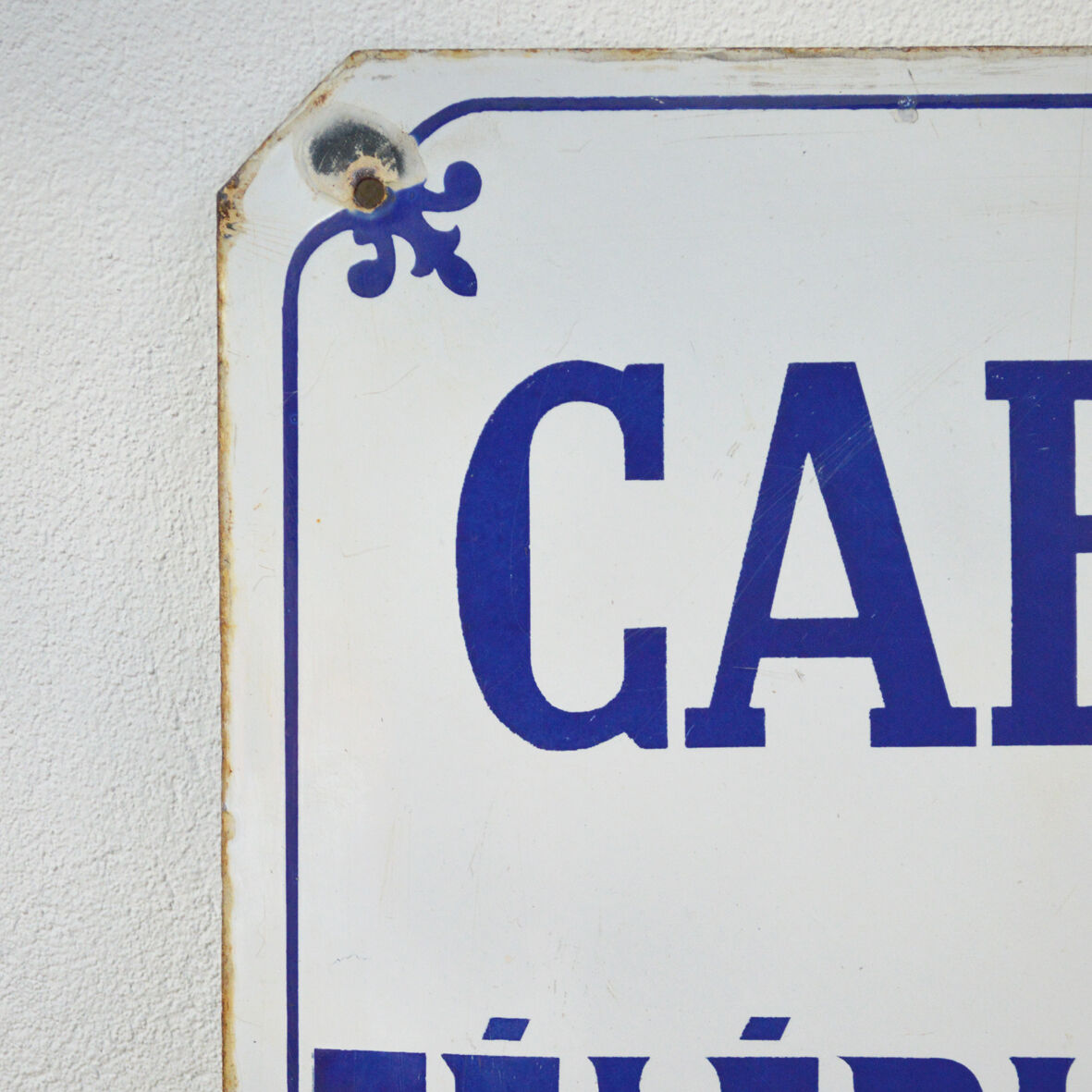 Old phone booth enamelled plate