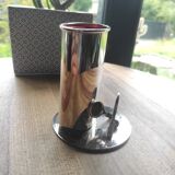 Vintage silver metal pencil holder decorated with tennis rackets