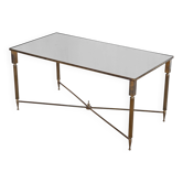 Table basse en laiton patiné et verre Maison Charles années 1960