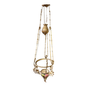 Art Nouveau suspension, rising and falling, in slipware, around 1900.