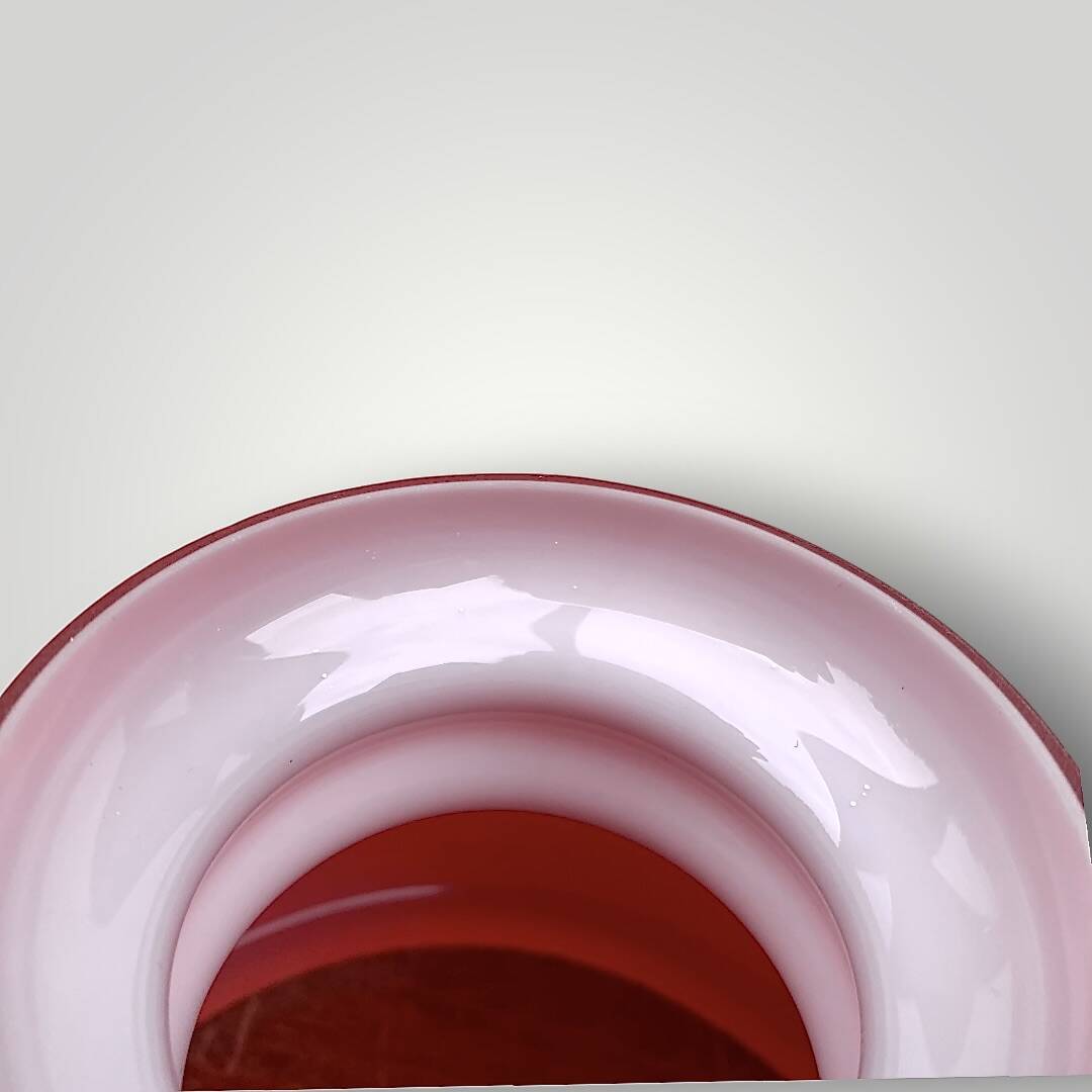 Vintage red and white opaline pendant globe