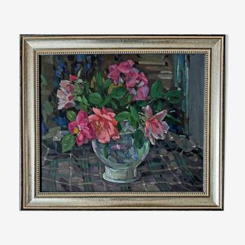 "Roses in the vase" by Pustoshkin painting