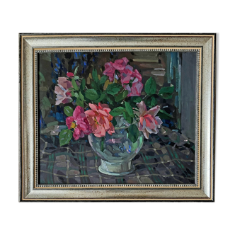 Peinture "Les roses dans le vase"  par Poustochkine