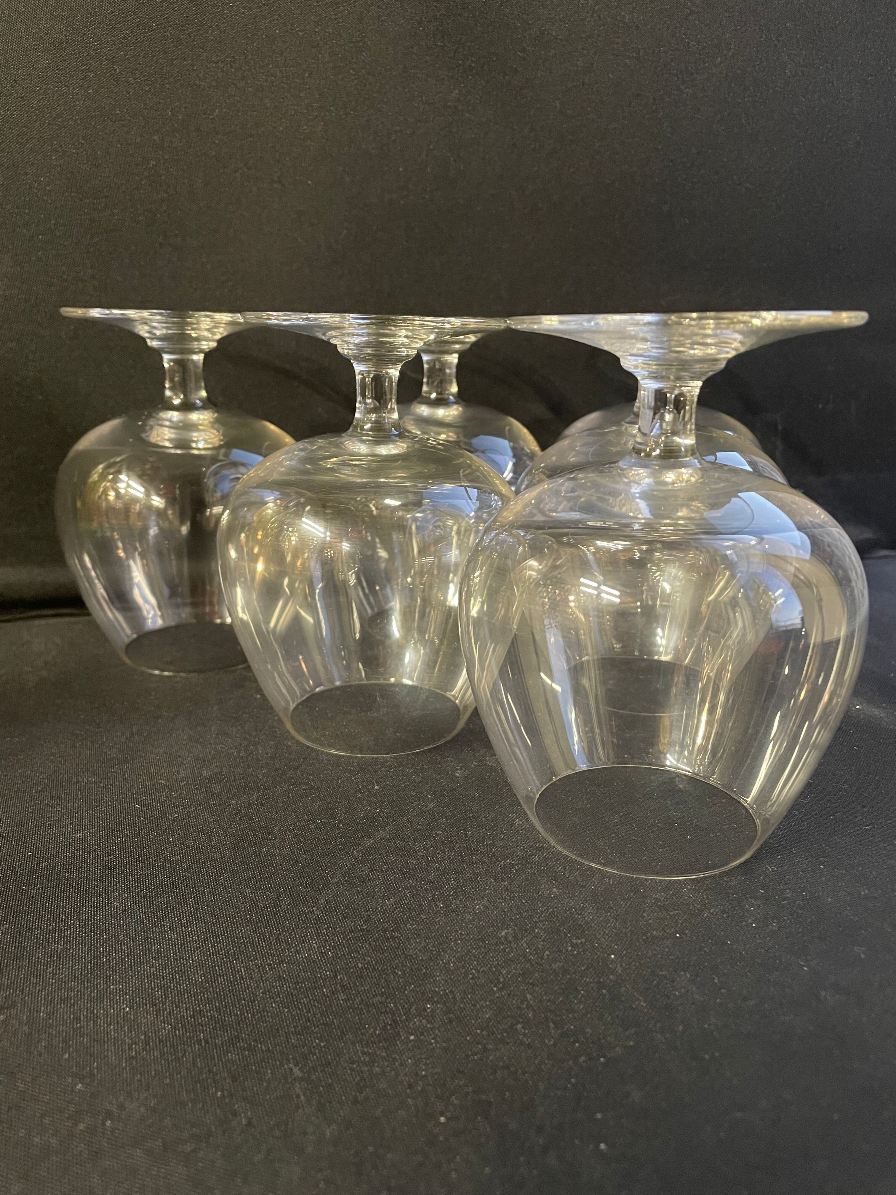 6 old tasting balloon glasses (cognac/armagnac) - light blown crystal