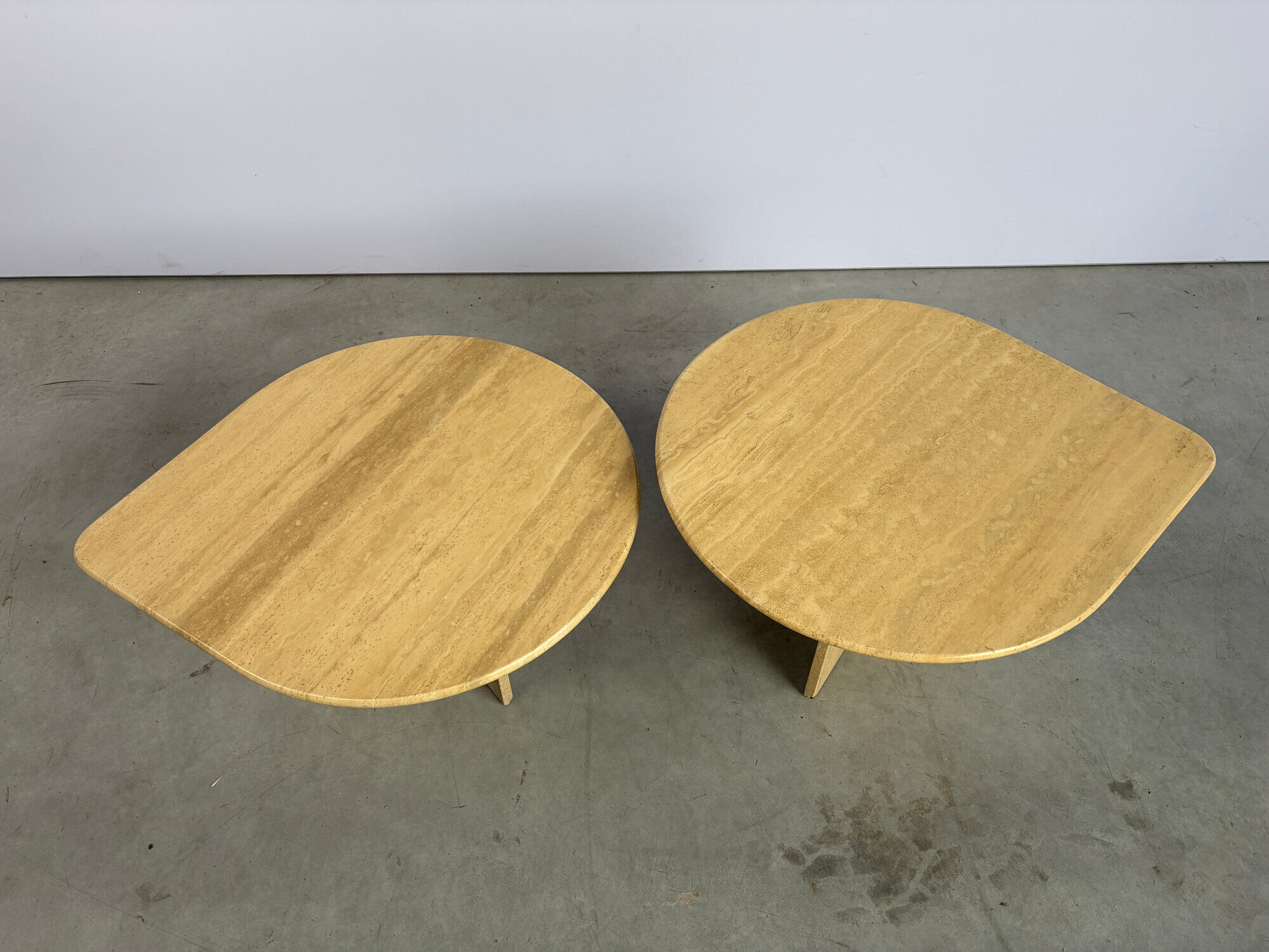 Pair of vintage travertine coffee tables or side tables, 1970s