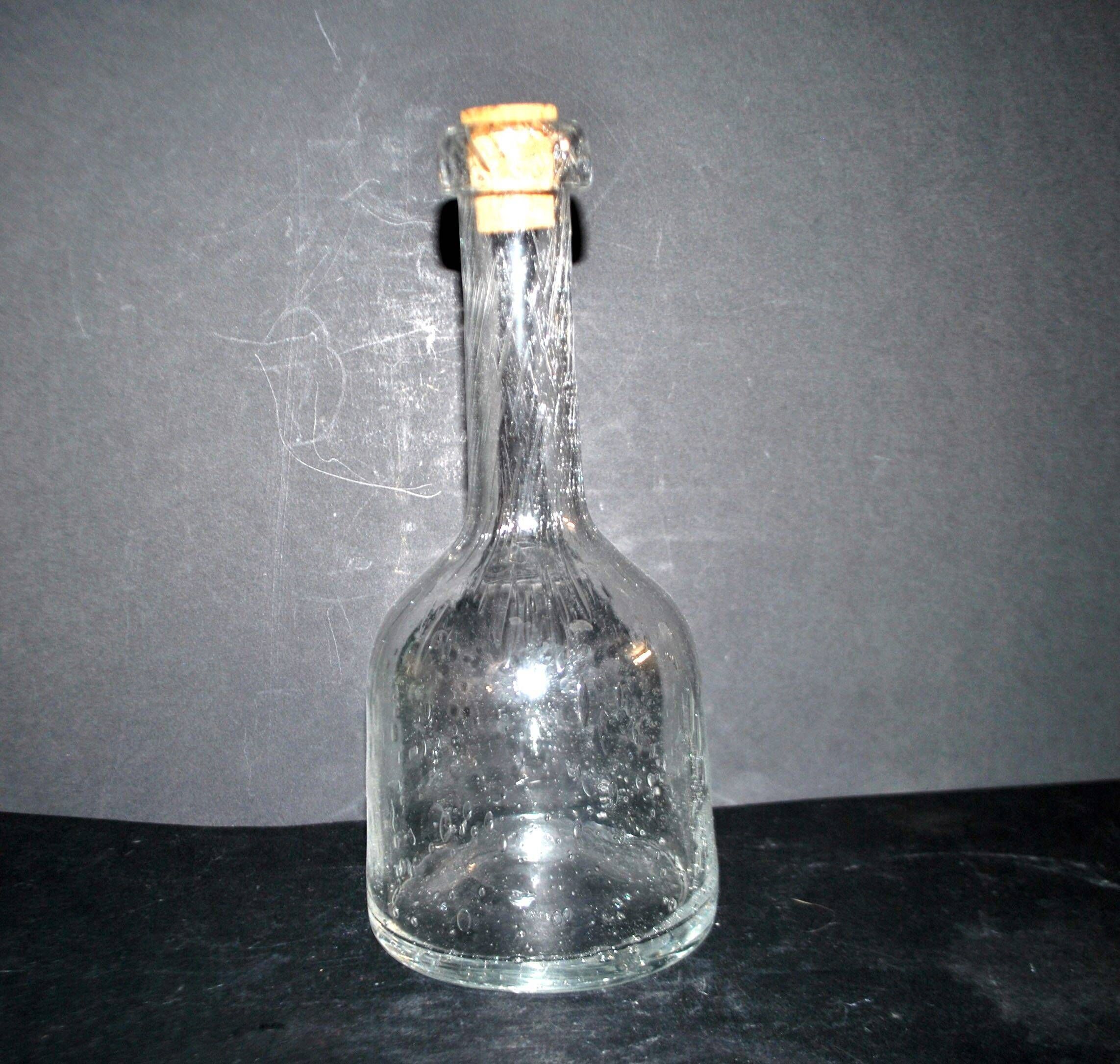 Vintage glass bubble carafe bottle from Biot H24cm
