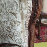 Salon ensemble banquette et fauteuils Rocaille en noyer