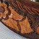 Round vintage carved wooden mirror