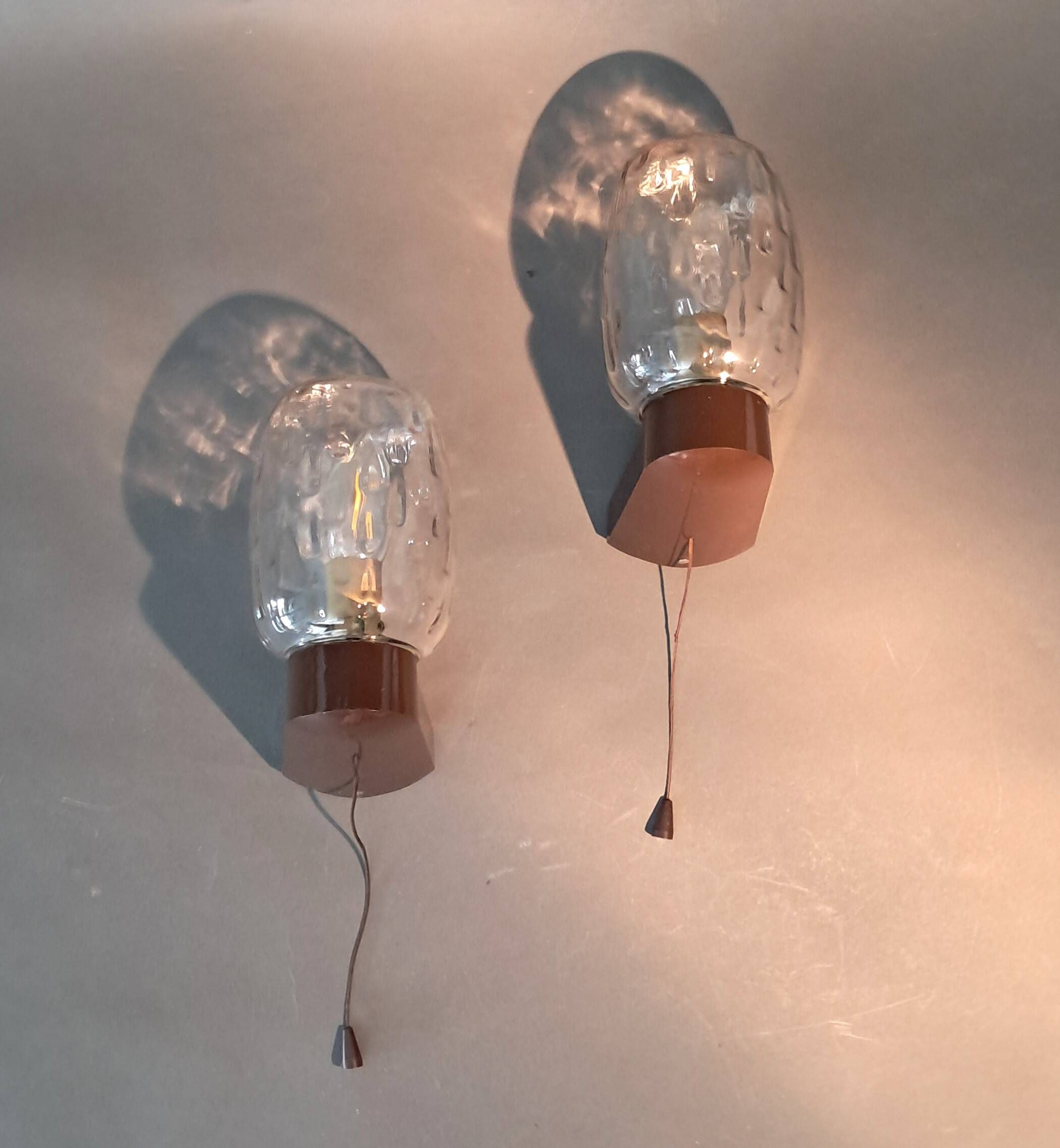 Pair of bedside sconces with RZB leuchten cords 1960 made in Germany